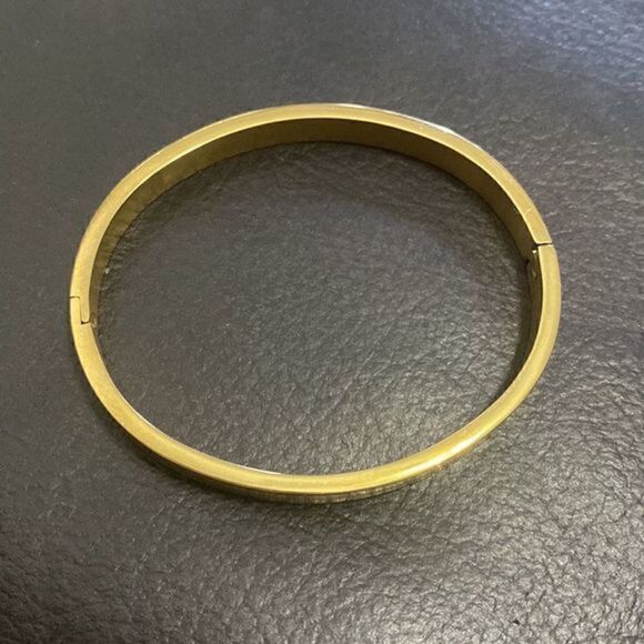 New Semi-matte Semi-smooth Woman's Bangle Ladies Stainless Steel Bracelet - Picture 2 of 7